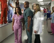 Nachdem der Hausmeister seine Vorliebe für den Umweltschutz entdeckt, muss sich das Personal seinen strengen Regeln beugen. Carla (Judy Reyes, l.), Elliott (Sarah Chalke, r.) und Turk (Donald Faison, M.) finden das jedoch wenig erfreulich ...