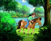 Maja ist mit ihrem Pony ausgebüxt und schlägt sich nun allein durch. Maja ist mit ihrem Pony ausgebüxt und schlägt sich nun allein durch.
