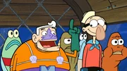 L-R, vorne: Mermaid Man, Barnacle Boy