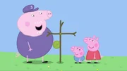 L-R: Grandpa Pig, George Pig, Peppa Pig