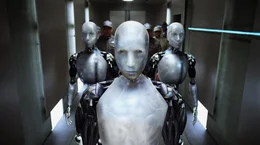 Niemand ahnt, dass Roboter Sonny (vorne) neben einer logisch agierenden Einheit auch eine f&uuml;r Emotionen besitzt ...