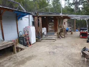 Exterior view of the Ettinger Family Homestead in Wolf Creek, Montana.