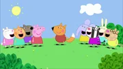 L-R: Suzy Sheep, Candy Cat, Danny Dog, Peppa Pig, Freddy Fox, Emily Elephant, Zoe Zebra, Rebecca Rabbit, Pedro Pony
