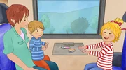 Conni findet Zugfahren klasse. Auf der Fahrt spielt sie mit Jakb und Mama Karten. Conni findet Zugfahren klasse. Auf der Fahrt spielt sie mit Jakb und Mama Karten.