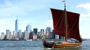 NEW YORK, NY - SEPTEMBER 17: General atmosphere at The World's Largest Viking Ship, Draken Harald Harfagre Docks In NYC in New York City.