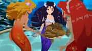Die Fische bitten Emma, Cleo und Rikki (v.l.n.r.) um Hilfe. Es verschwinden immer mehr Clownfische. Die Fische bitten Emma, Cleo und Rikki (v.l.n.r.) um Hilfe. Es verschwinden immer mehr Clownfische.
