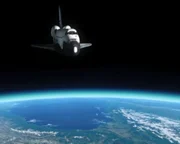 Wahadłowiec Columbia / CGI of Columbia shuttle over earth