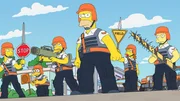 THE SIMPSONS: Feeling worthless at work, Homer volunteers to be a school crossing guard. But when his safety squad receives too much funding, the crossing guards become a force to be feared in the "Homer's Crossing" season premiere episode of THE SIMPSONS.