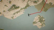 Die Karte zeigt die Bewegung des Flugzeugs.