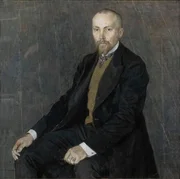 Portrait of the artist Nicholas Roerich (1907). Artist: Golovin, Alexander Yakovlevich (1863-1930). Found in the collection of the State Tretyakov Gallery, Moscow.