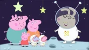 L-R: Daddy Pig, Peppa Pig, Mummy Pig, Edmond Elephant, George Pig, Mr. Rabbit.