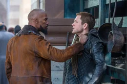 L-R: Yahya / John (Jamie Foxx) and Robin of Loxley (Taron Egerton)