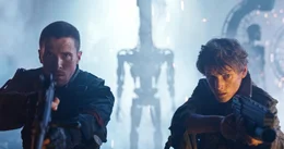 L-R: Christian Bale (John Connor), Sam Worthington (Marcus Wright)