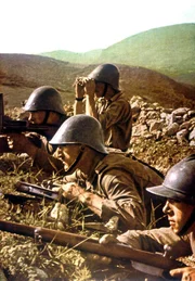 Angriff auf Russland. Rum&auml;n Truppen bei Angriff auf Sewastopol, Russland, zweiter Weltkrieg.