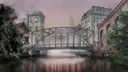 Traurig l&auml;uft Fritzi mit Sputnik &uuml;ber eine Br&uuml;cke.