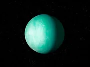 Realistic earth-like exoplanet in space, terrestrial planet with atmosphere 3d illustration.