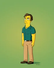 Marge und Homer treffen auf einen Schiffbrüchigen, der sich selbst als Roger (Bild) vorstellt. Der Fremde ist ihnen jedoch nicht geheuer ...