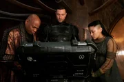 L-R: Soren-066 (Bokeem Woodbine), Master Chief (Pablo Schreiber), Kwan Ha (Yerin Ha)