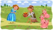 Der Prinz zeigt der Prinzessin den magischen Topf.