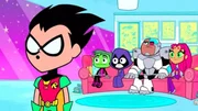 v.li.: Robin, Beast Boy, Raven, Cyborg, Starfire.