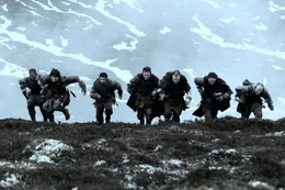 L-R: Macros (Noel Clarke), Leonidas (Dimitri Leonidas), Tarak (Riz Ahmed), Centurion Quintus Dias (Michael Fassbender), Bothos (David Morrissey), Thax (JJ Feild), Brick (Liam Cunningham)