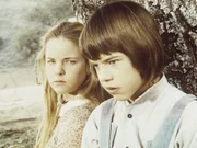 Elmer Dobkins (Eric Olson, r.) redet mit Mary Ingalls (Melissa Sue Anderson, l.) dar&uuml;ber, dass er keine Chance hat, zum Klassensprecher gew&auml;hlt zu werden.