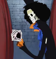 Mit einem großen Fest wird Brook als neues Mitglied der Strohhutbande aufgenommen. One Piece, Staffel 7