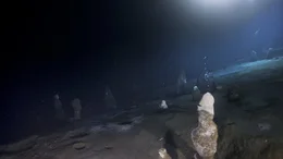 Bis zu 2 Meter hohe Tiefsee-Schlote geben Methan und Schwefelwasserstoff ins Wasser ab.