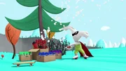 Hase Rudi versucht sich als Bösewicht, um Action in den Film zu bringen. Hase Rudi versucht sich als Bösewicht, um Action in den Film zu bringen.