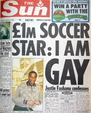 Schlagzeile in der britischen Zeitung "The Sun" zum Coming Out von Justin Fashanu