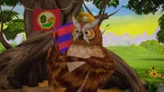 Herr Uhu verkündet den Sieger der Schnitzeljagd.