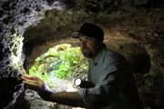 OKINAWA, JAPAN- Tony Pollard exploring an artillery cave.