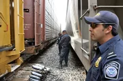 Nogales, Arizona, USA: Customs and border protection Officer Garcia at a train drug bust.