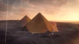 Die drei Pyramiden von Gizeh im Myonen-Schauer.