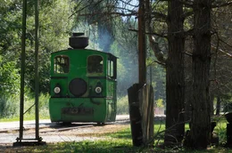 Dampftramway &bdquo;Adele&ldquo; an der Haltestelle Historama.