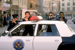 L-R: Callahan (Leslie Easterbrook), Nick (Matt McCoy), Tackleberry (David Graf), Jones (Michael Winslow)