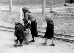 Der letzte Weg: Menschen, die zu Fu&szlig; zu den Gaskammern von Auschwitz gehen m&uuml;ssen.