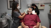Dr. Lee injects numbing solution into Wesley Gretzinger eye growth.