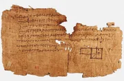 Papyrus Oxyrhynchus 29, mit einem Fragment von Euklids Elementen, zwischen 75 und 125 n. Chr. Gefunden in der Sammlung des Penn Museum. K&uuml;nstlerisches historisches Objekt.