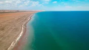 Die letzten Reste des Aralsees. Anfang der 1960er Jahre hatte der See noch die Ausdehnung Bayerns.