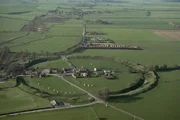 Aerial view of Avebury UNESCO World Heritage Site Wiltshire England United Kingdom Europe