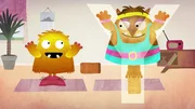 Nitso macht mit seiner Oma Yoga. Nitso macht mit seiner Oma Yoga.