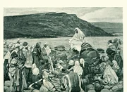 Vintage-Gravur von Jesus, der die Menge lehrt, von James Tissot