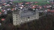 WEWELSBURG, GERMANY - An aerial shot of the Wewelsburg Castle, which is located in the district of Paderborn and stands high on a rock overlooking the Alme Valley. Zamek Wewelsburg (Niemcy)