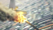 CGI: Eine gewaltige Explosion im Flügel des Flugzeugs führt dazu, dass der Pilot die Kontrolle über das Flugzeug verliert und in einer Spirale zu Boden stürzt.