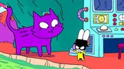 Nach ihrer Befreiung zeigt sich die Katze (l.) nicht gerade freundlich gegenüber Captain Hase (r.).