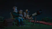 Bitzer und der Farmer warten auf den angekündigten Sternschnuppenschauer.