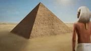 Pharao Neferirkare blickt auf seine Pyramide.