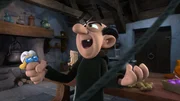 Gargamel fängt Schlumpfine und Schlaubi.