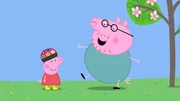 Peppa erzählt ihrem Vater von dem neuen Spiel.